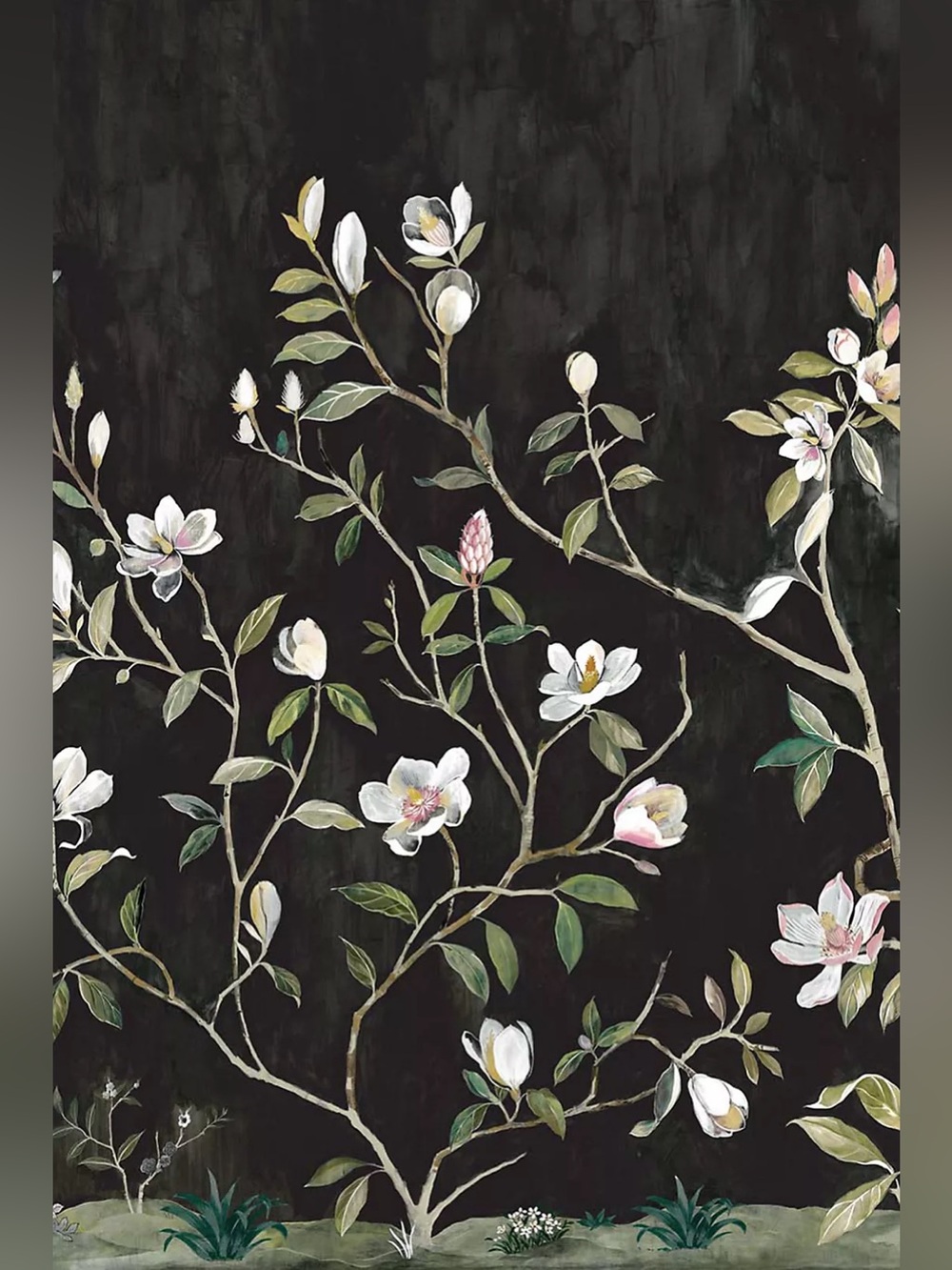New Anthropologie Kaiyu Dogwood Floral Gray Wall Mural